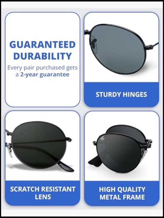 Round Folding Sunglasses Polarized UV400 with Leather Case main image 7